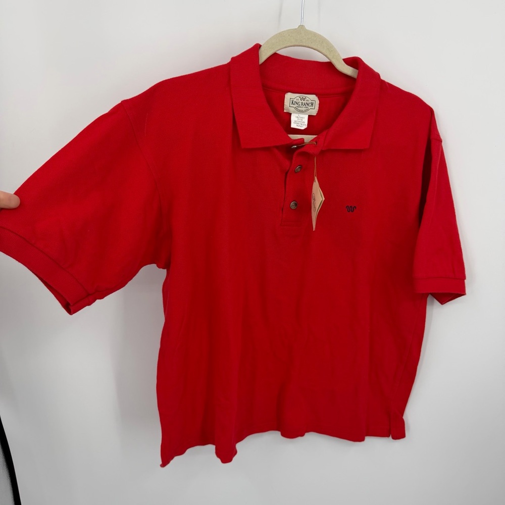 NWT King Ranch Mens‎ Polo Shirt Size L red  100% combed cotton cropped